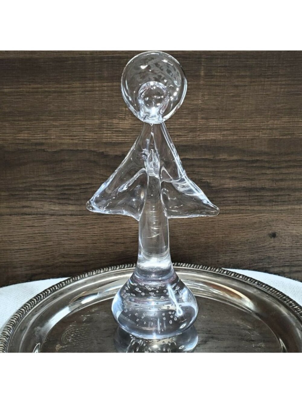 Handblown Art Glass Angel Figurine Bubble glass 9"Vintage Decorative Christmas - Picture 3 of 8